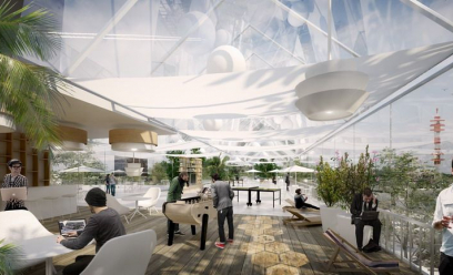 Vue du toit du nouveau batiment