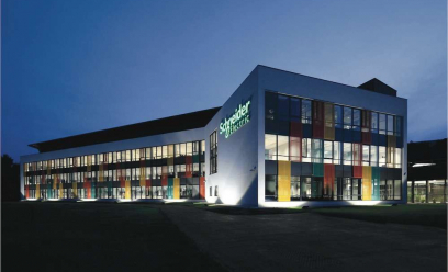 Batiment Schneider Electric vu de nuit
