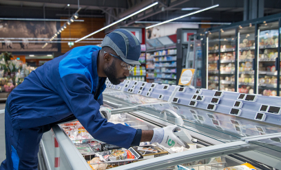 Le technicien réalise un contrôle des bacs de congélation